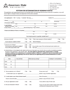 Petition for Determination of Residency Status