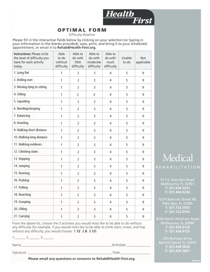 Medical Rehabilitation Difficulty Baseline Form