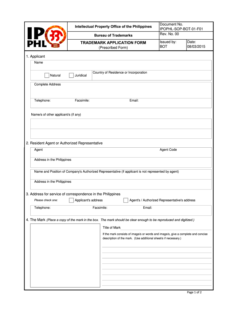 Trademark Application Form Fill Online Printable Fillable Blank 