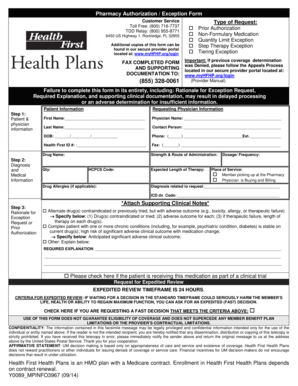 Pharmacy Authorization Exception Form