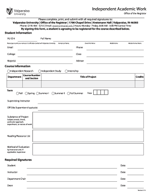 Independent Academic Work Form
