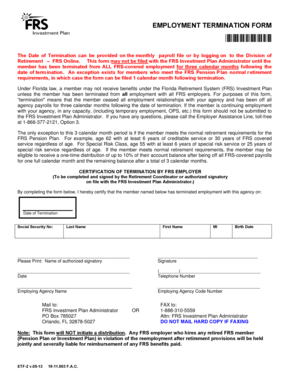 Florida FRS Employment Termination Form