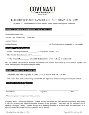 Electronic Fund Transfer Authorization Form