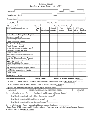 American Legion Auxiliary National Security Unit End of Year Report