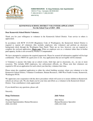 Kennewick School District Volunteer Application