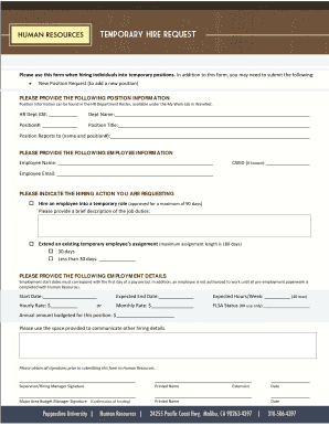 Temporary Hire Request Form
