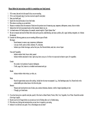 Food Journal Template