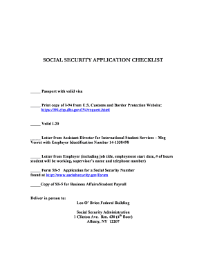 Social Security Application Checklist
