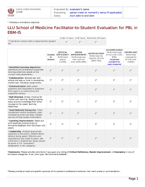 Qme rating scale - One45 evaluation form - School of Medicine - Loma Linda University - medicine llu