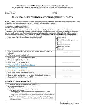 2015-2016 Parent Information Form