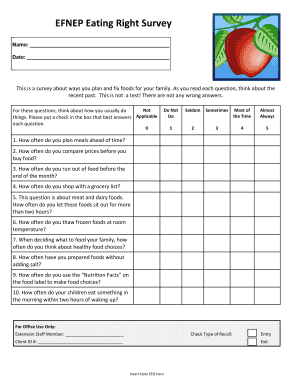 EFNEP Eating Right Survey