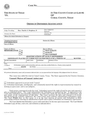 Texas Deferred Adjudication Order