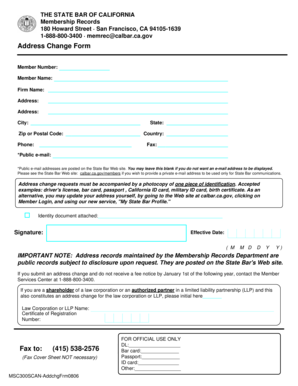 California State Bar Address Change Form