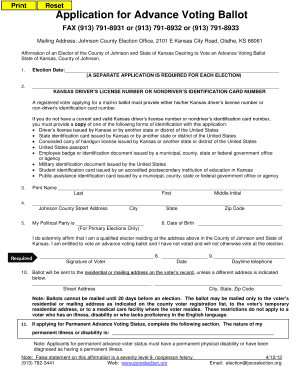 Kansas Advance Voting Ballot Application