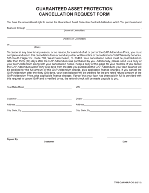 Guaranteed Asset Protection Cancellation Request Form