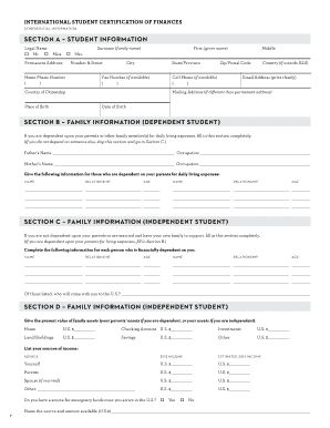 International Student Certification of Finances