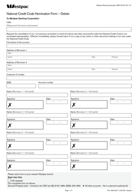 National Credit Code Nomination Form
