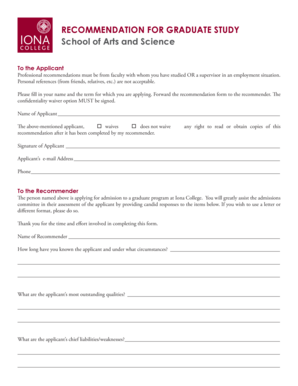 Graduate Study Recommendation Form
