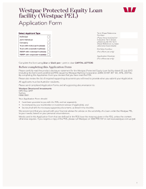 Westpac Protected Equity Loan Application Form