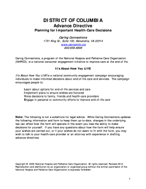 District of Columbia Advance Directive
