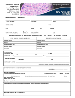 Inova Pathology Institute Consultation Request