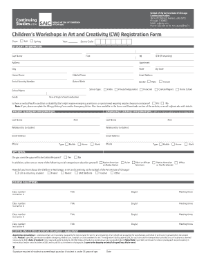 Children's Workshops Registration Form