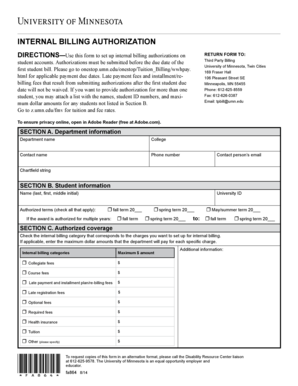 Internal Billing Authorization Form