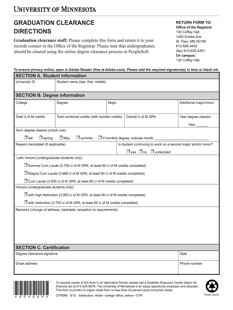 GRADUATION CLEARANCE DIRECTIONS - policy umn Preview on Page 1.