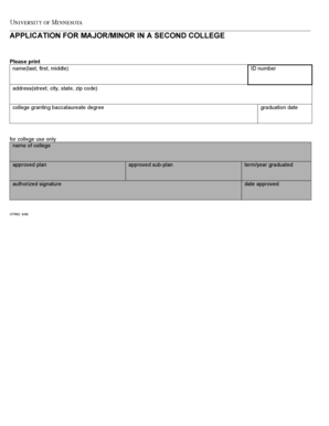 Application for Major/Minor in a Second College