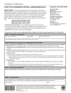 Cost of Attendance Appeal Form