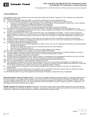 TD Investment Loan Agreement