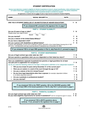 Student Certification Form