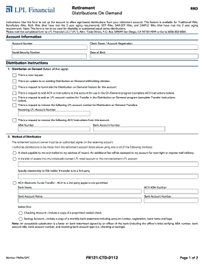 Retirement RRD Distribution On Demand Form