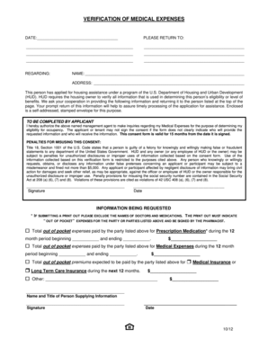 HUD Medical Expense Verification Form