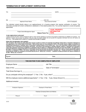 Employment Verification Form