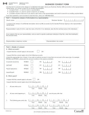 Canada Revenue Agency Business Consent Form