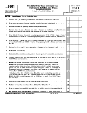Form 8801 Credit for Prior Year Minimum Tax