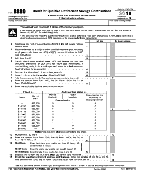 IRS Form 8880 2010 Retirement Savings Credit
