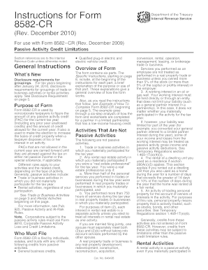 Instructions for Form 8582-CR (2010)