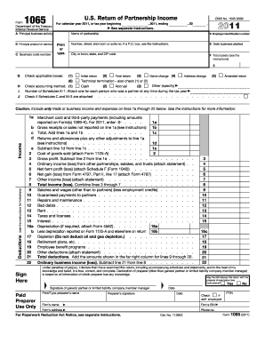 US Partnership Income Tax Return Form 1065