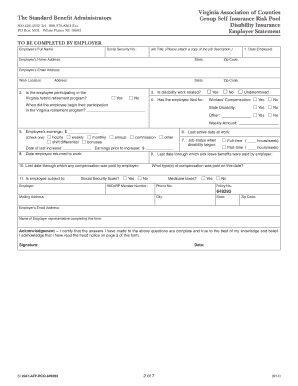Virginia Disability Insurance Claim Packet