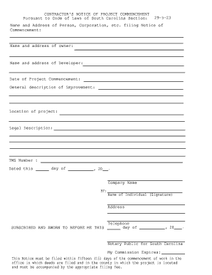 Contractor's Notice of Project Commencement
