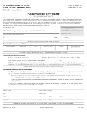 Floodproofing Certificate for Non-Residential Structures