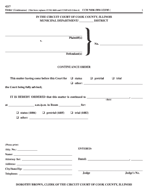Cook County Continuance Order
