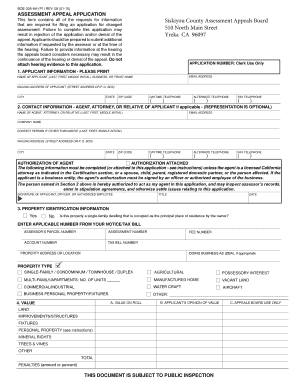 California Assessment Appeal Application