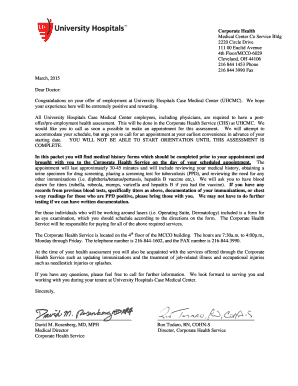 University Hospitals Case Medical Center Employment Health Assessment