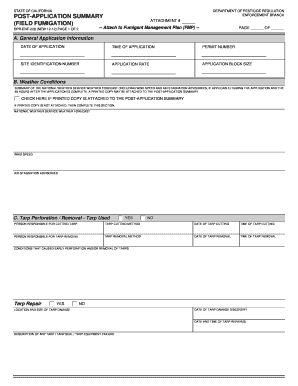 California Post-Application Summary for Field Fumigation