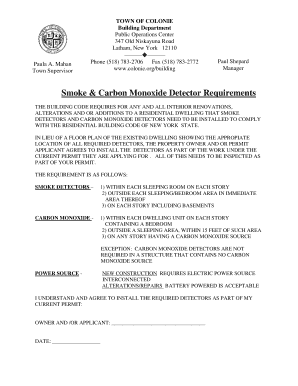 Smoke and Carbon Monoxide Detector Requirements Form