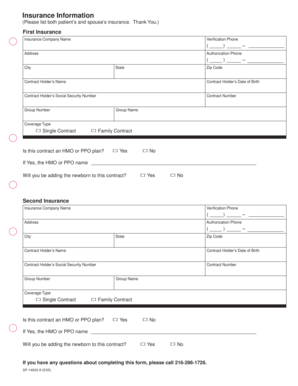Obstetrics Pre-Admission Registration Form
