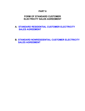 Standard Residential Customer Electricity Sales Agreement